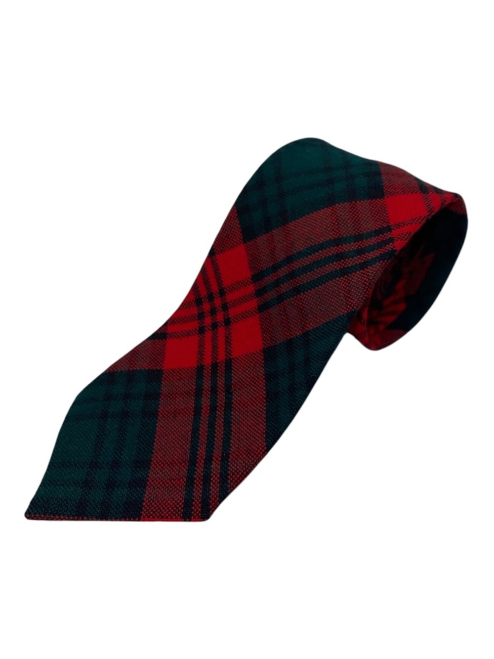 Madawaska Weavers‎ Vintage Hand Woven Wool Tie Tartan Plaid Red Green Canada